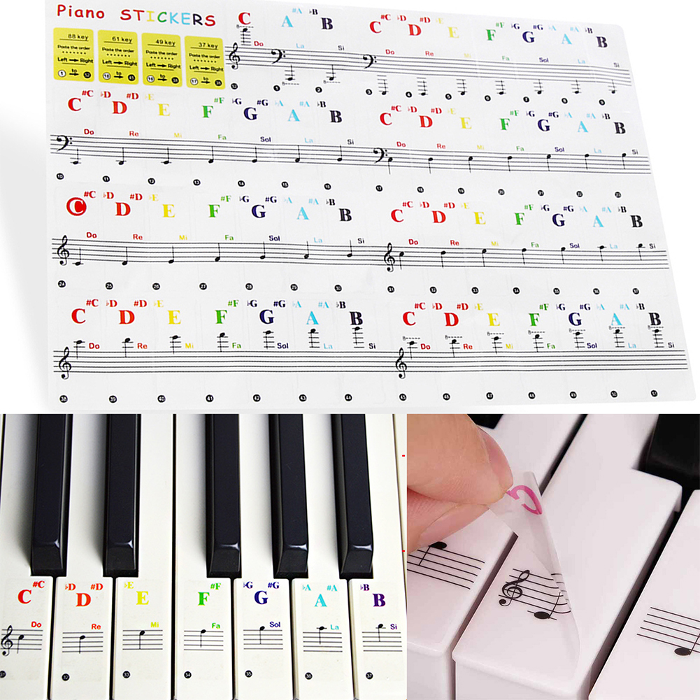 Keyboard Piano 61 Key - Transparent Piano Keyboard Stickers Colorful Keyboard