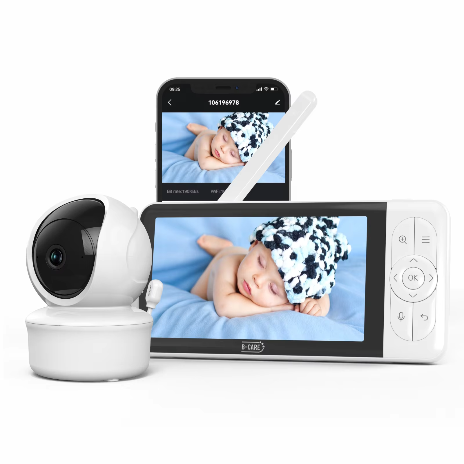 Audio Music Video - Babystar 5-inch Tuya baby monitor, 1080P