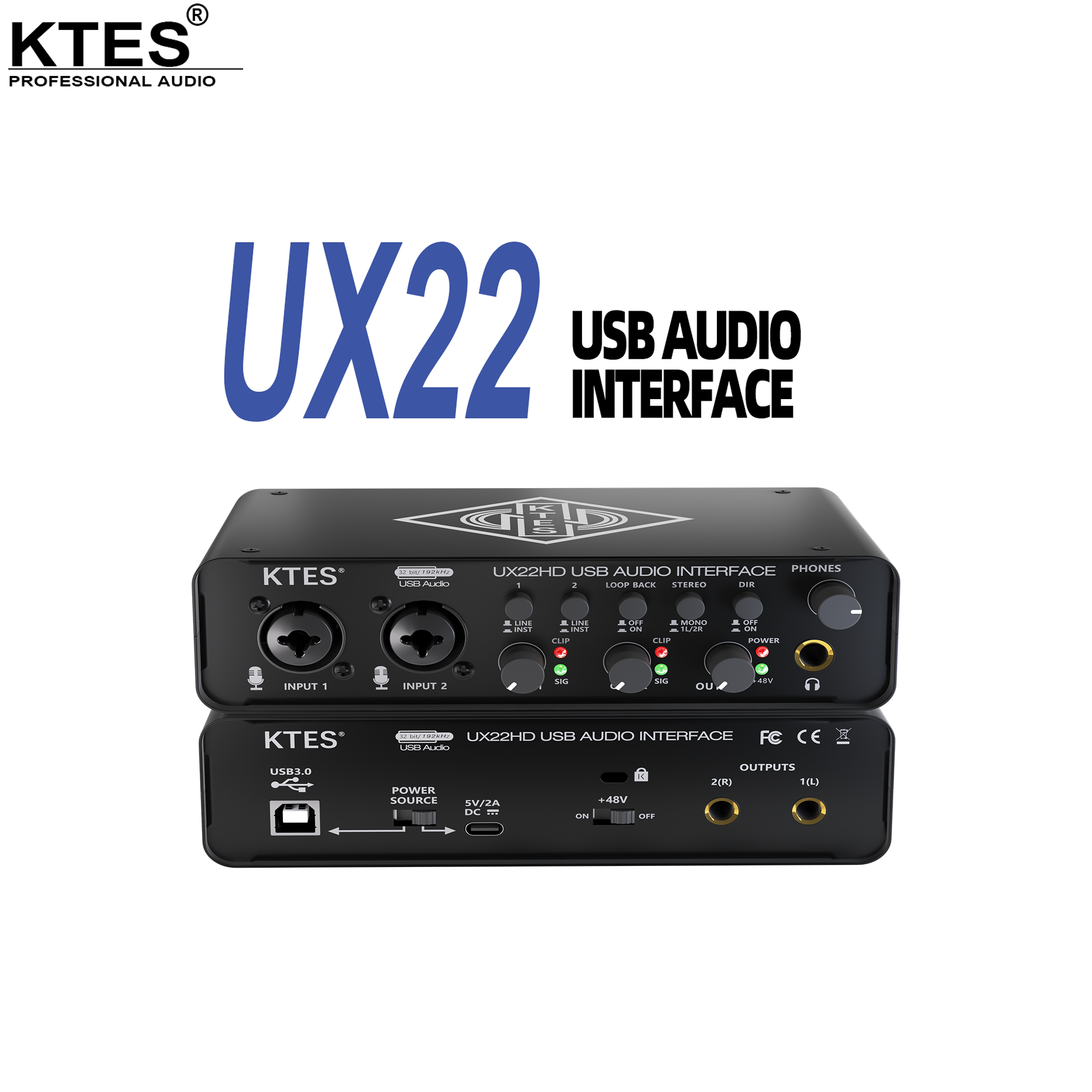 Audio Music Youtube - UX22 Audio Interface 192kHz 32-Bit USB