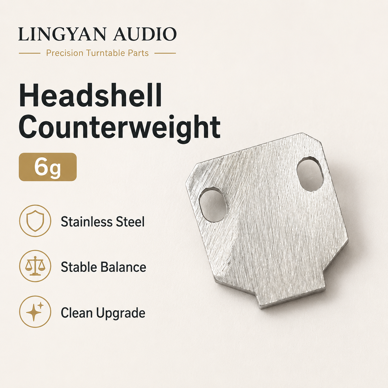 Music Audio Pro - Headshell Counterweight 6g Stainless Steel for