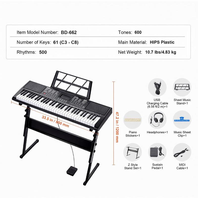 61 Key Digital Keyboard Piano, - Keyboard Piano 61 Key reseña y precio