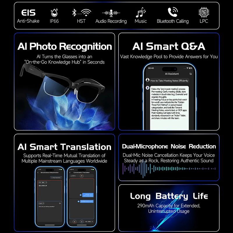 Smart Camera Glasses Photo and - Audio Music Video reseña y precio