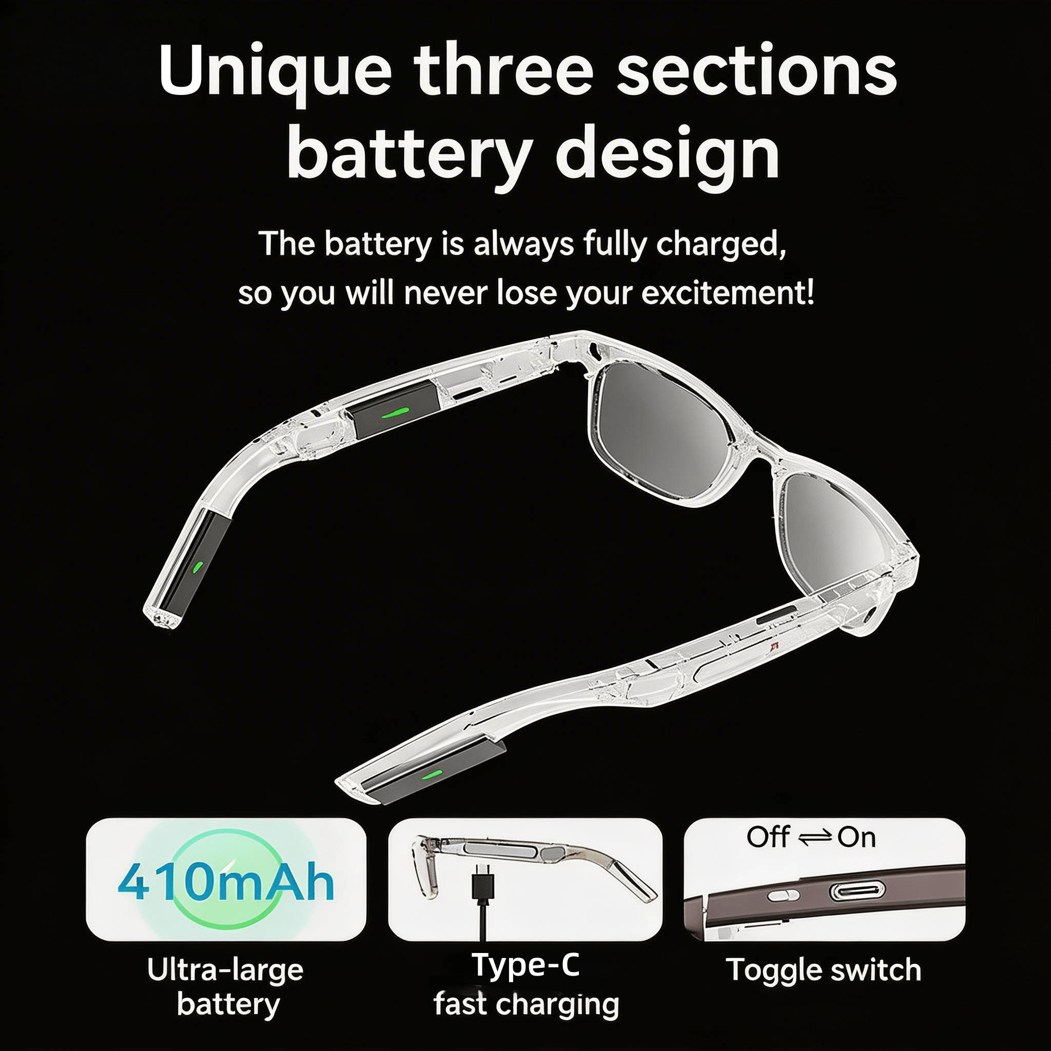4K Camera Glasses with AI Smar - Audio Music Recognition reseña y precio