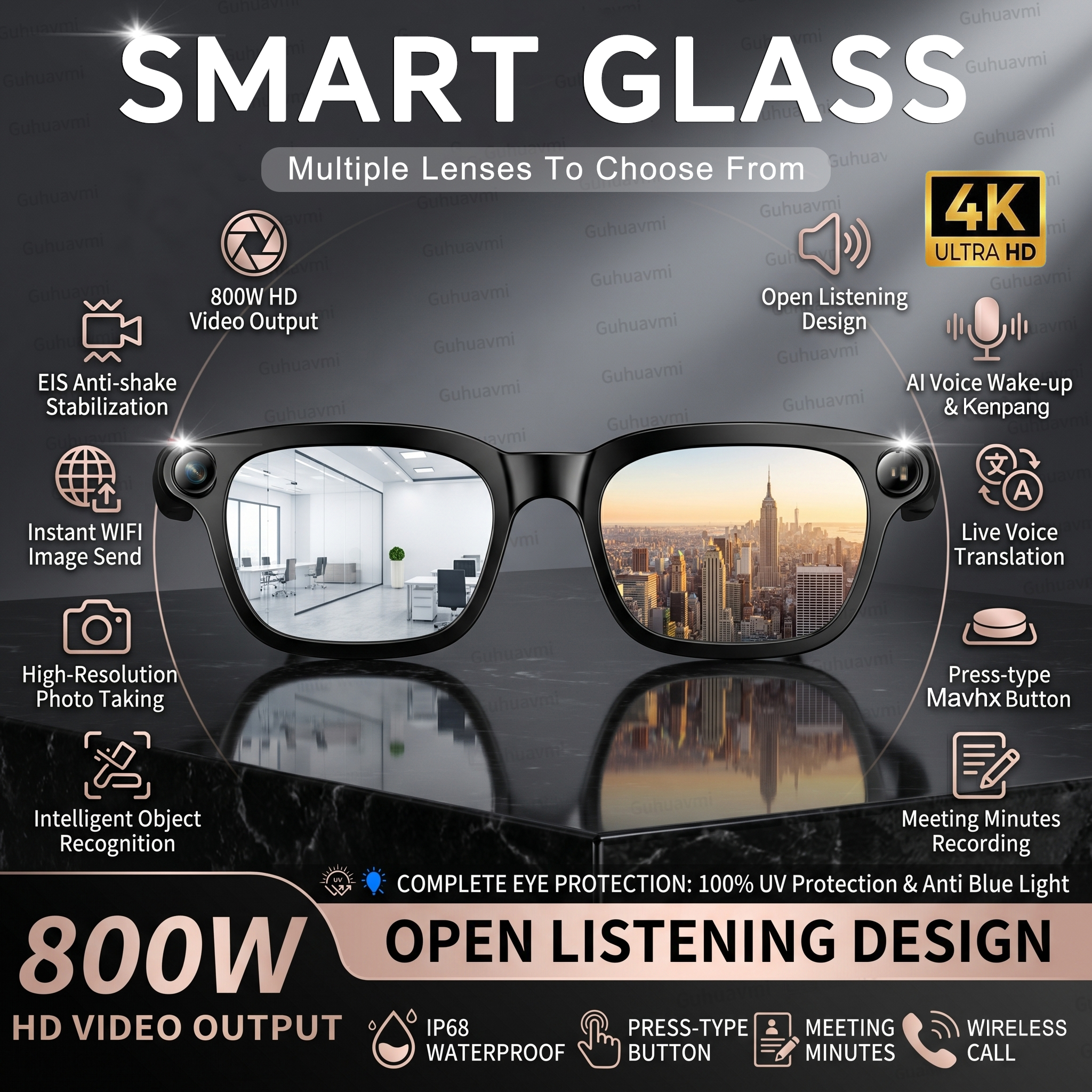 New Smart AI Glasses with 800W - Audio Music Video reseña y precio