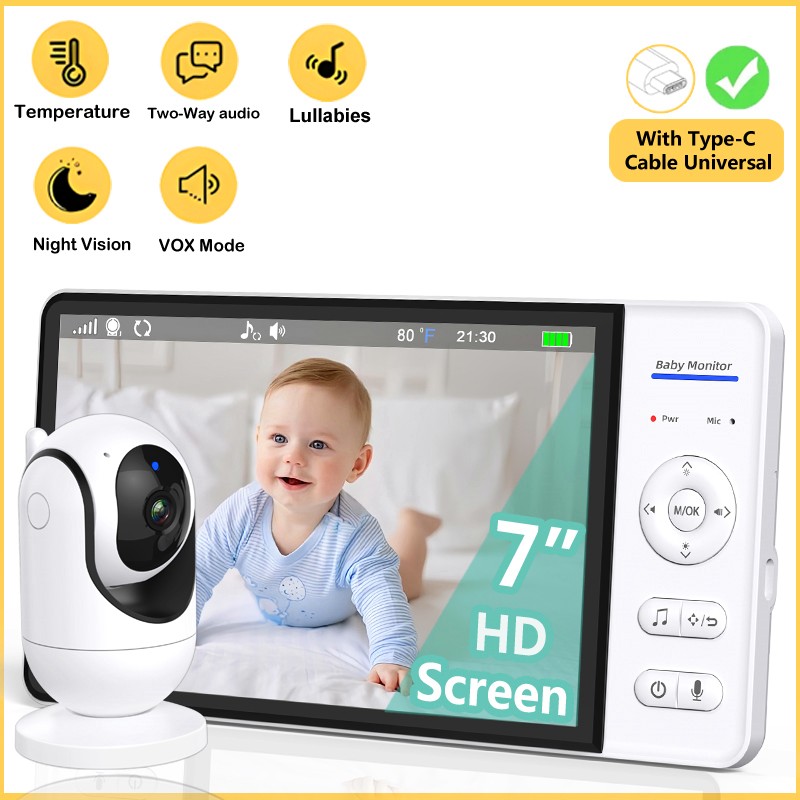 No WiFi 7 Inch Baby Monitor 2- - Audio Music Video reseña y precio