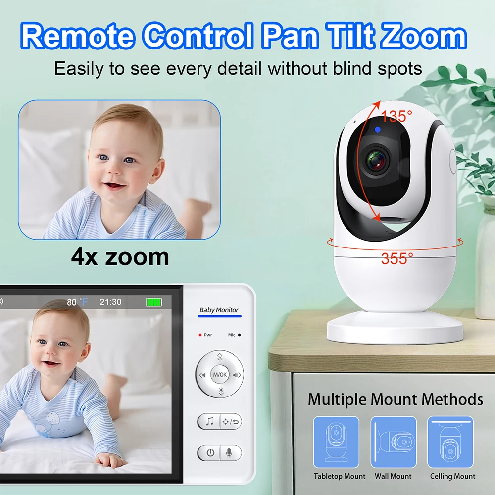No WiFi 7 Inch Baby Monitor 2- - Audio Music Video reseña y precio