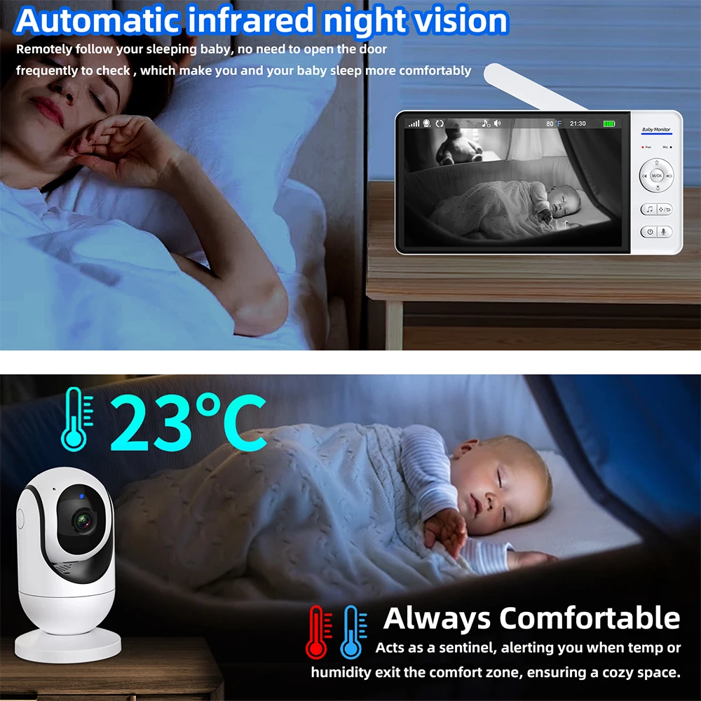 No WiFi 7 Inch Baby Monitor 2- - Audio Music Video reseña y precio