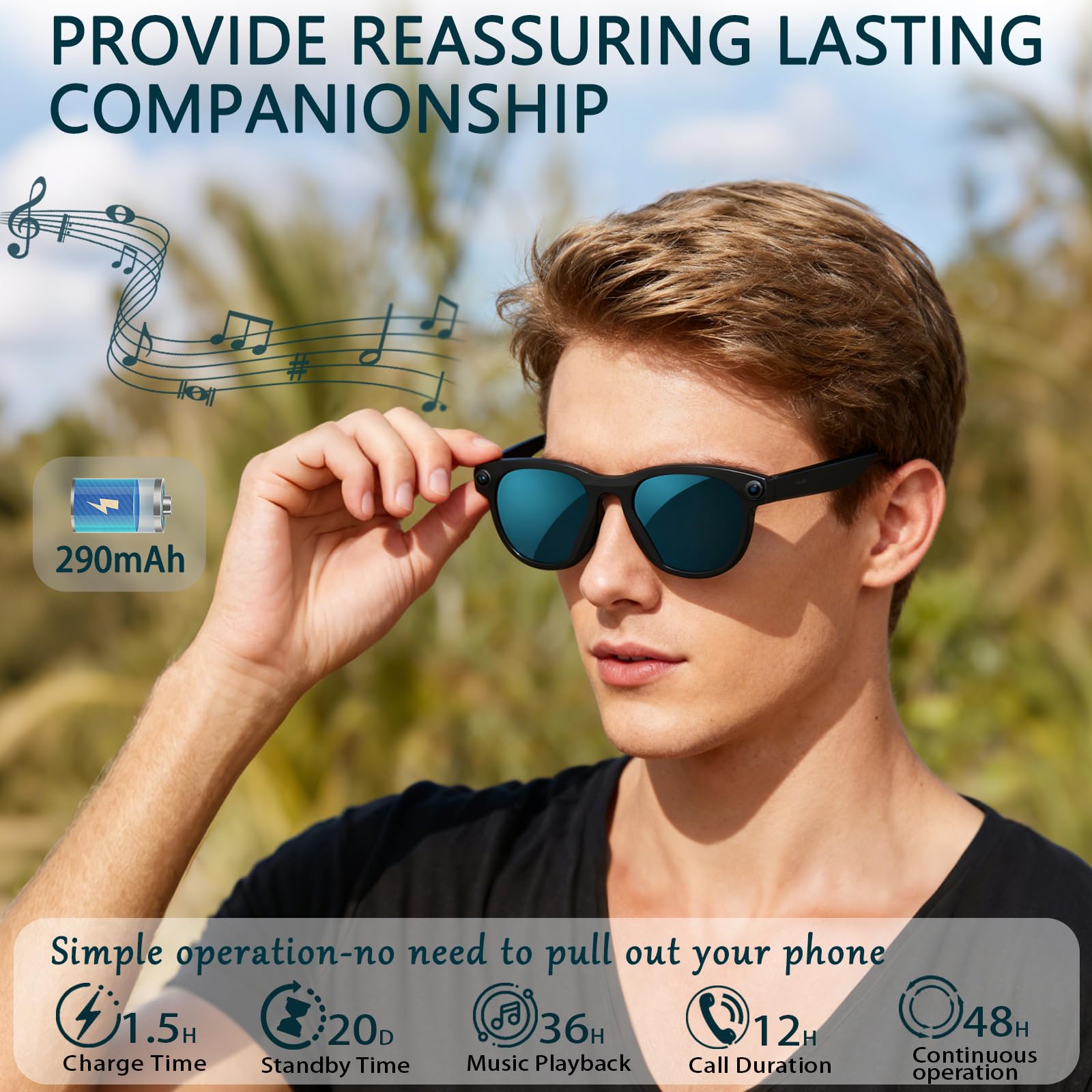 Black Smart Ai Glasses for Men - Audio Music Video reseña y precio
