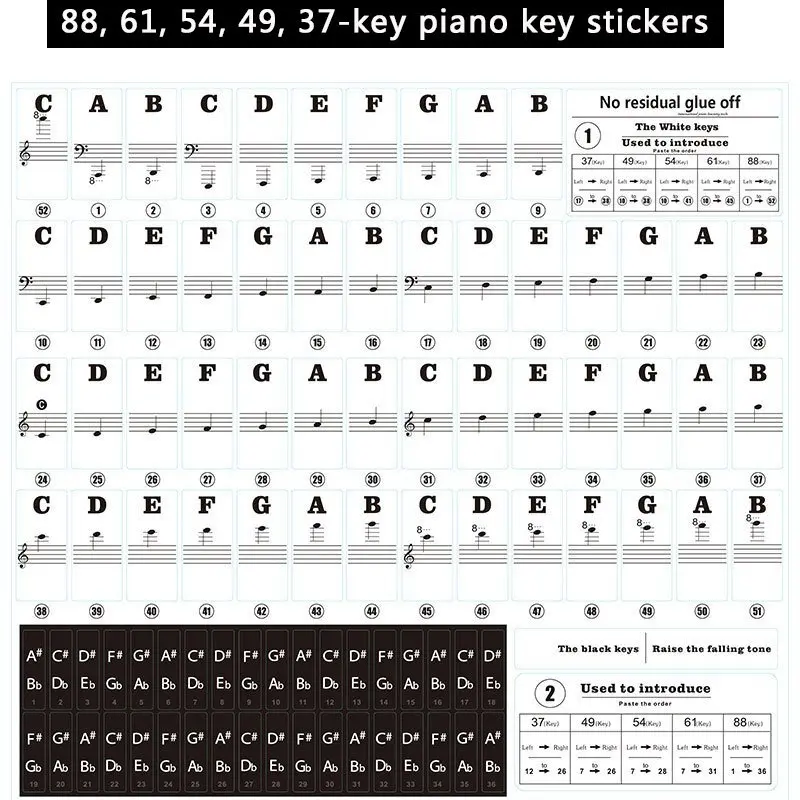 1PC Piano Training Stickers Fo - Keyboard Piano 61 Key reseña y precio
