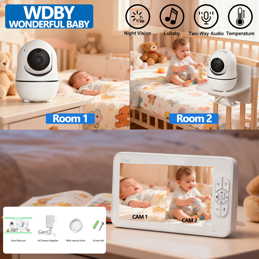 7.0 Inch HD Video Baby Monitor - Audio Music Video reseña y precio