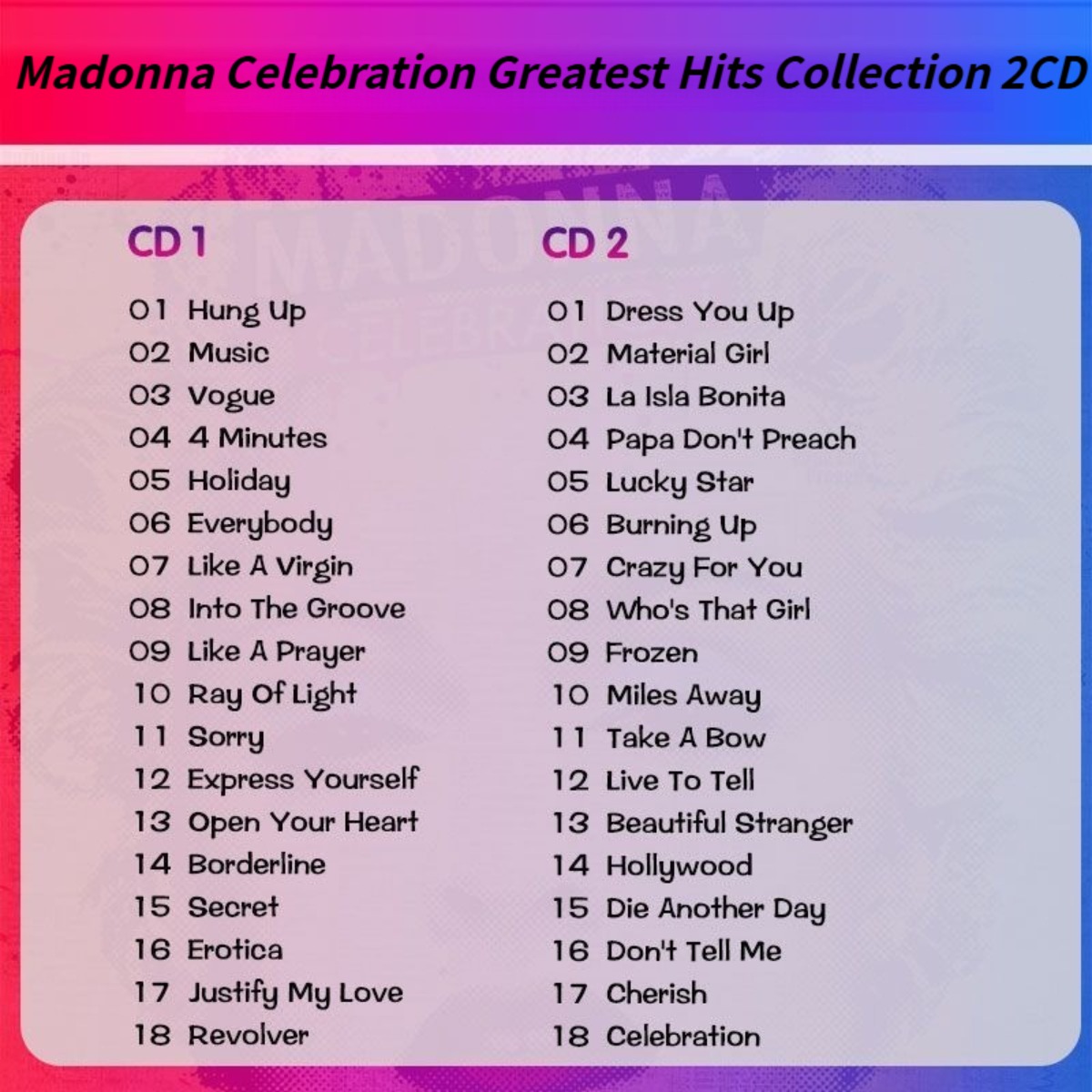 Madonna Celebration The Ultima - Audio Music Of reseña y precio