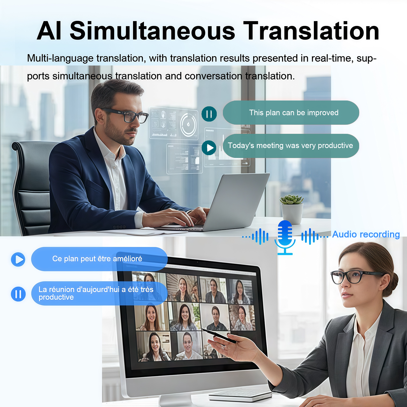 AI Smart Glasses with 8MP Came - Audio Music Recognition reseña y precio