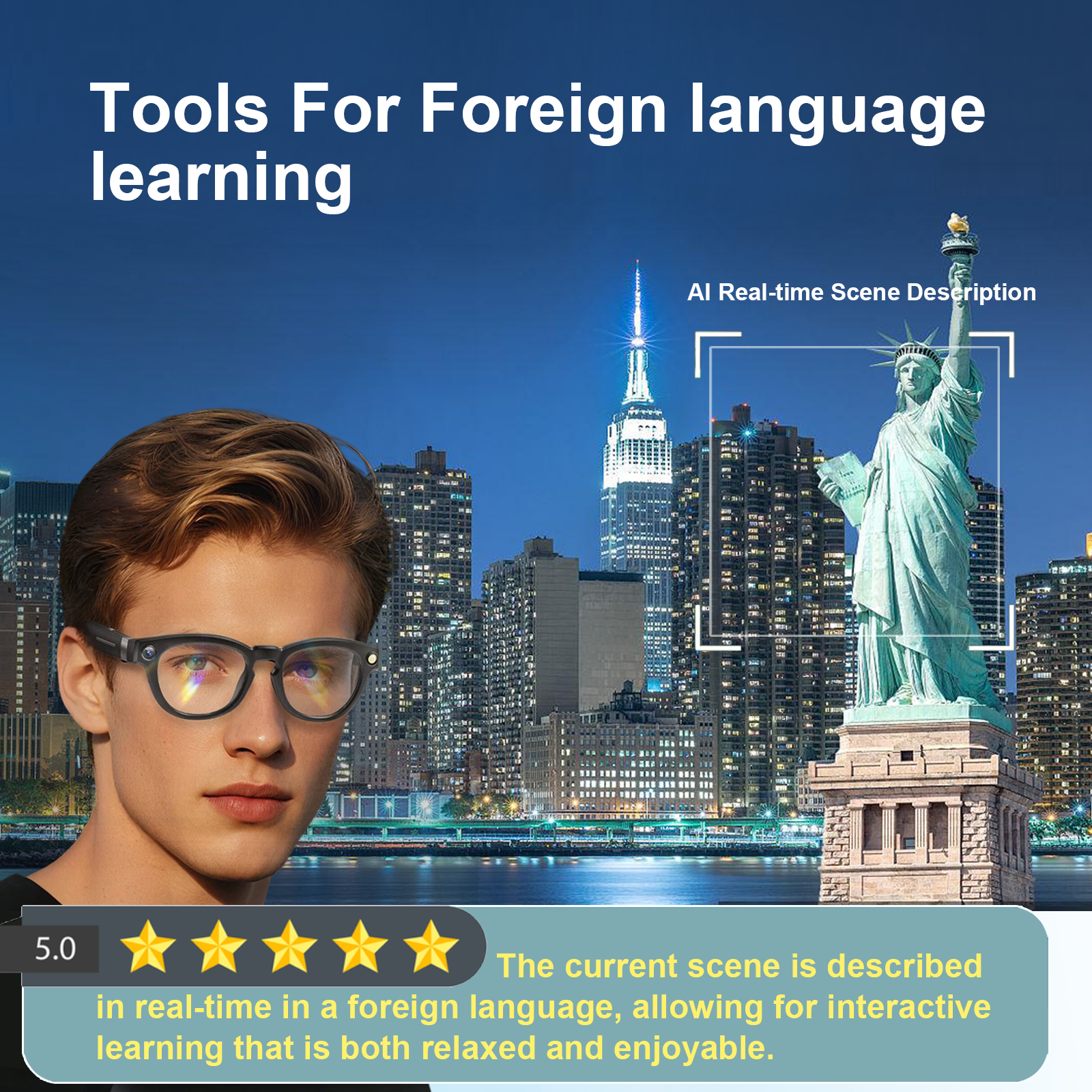 AI Smart Glasses with 8MP Came - Audio Music Recognition reseña y precio