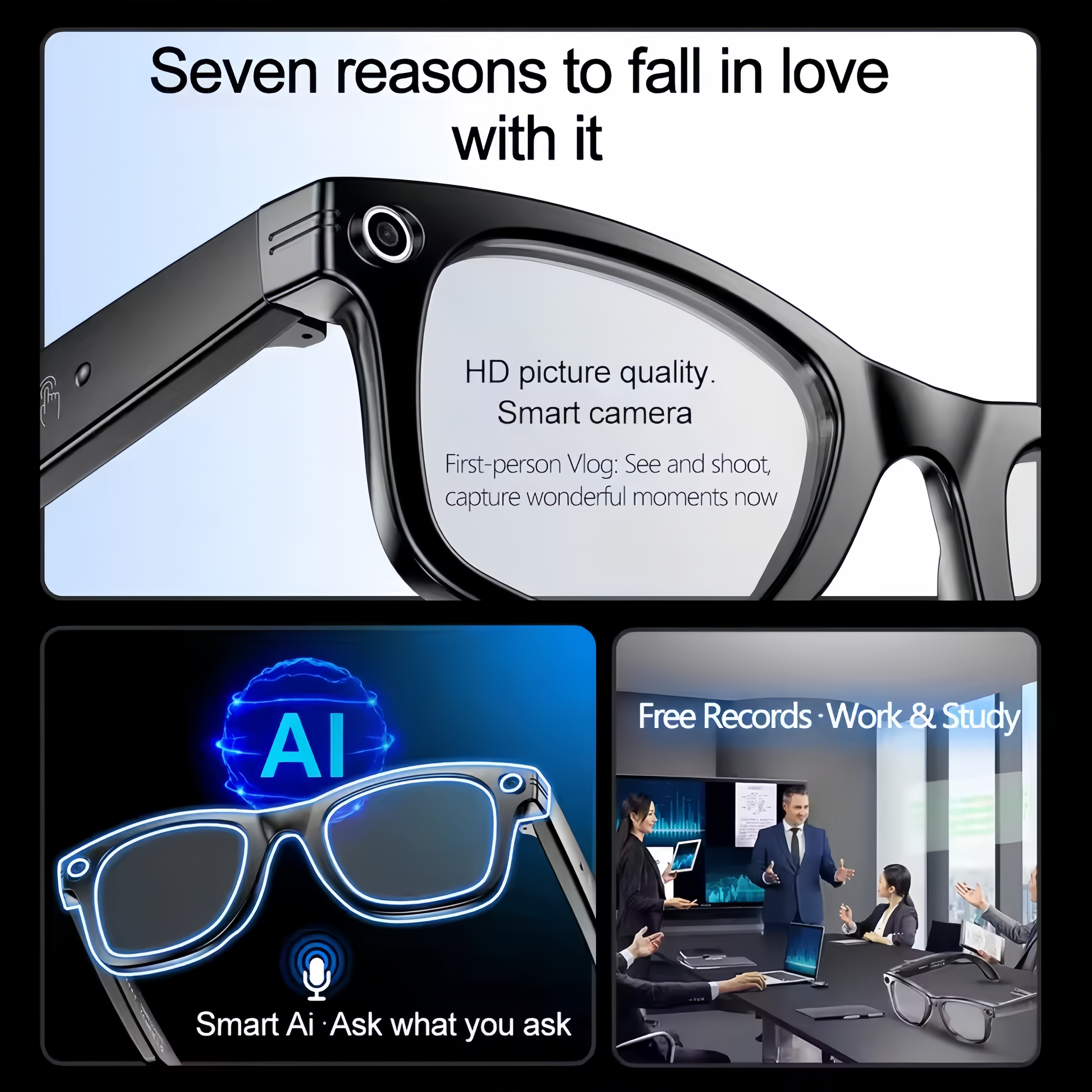 AI Smart Glasses with Camera 4 - Audio Music Recognition reseña y precio